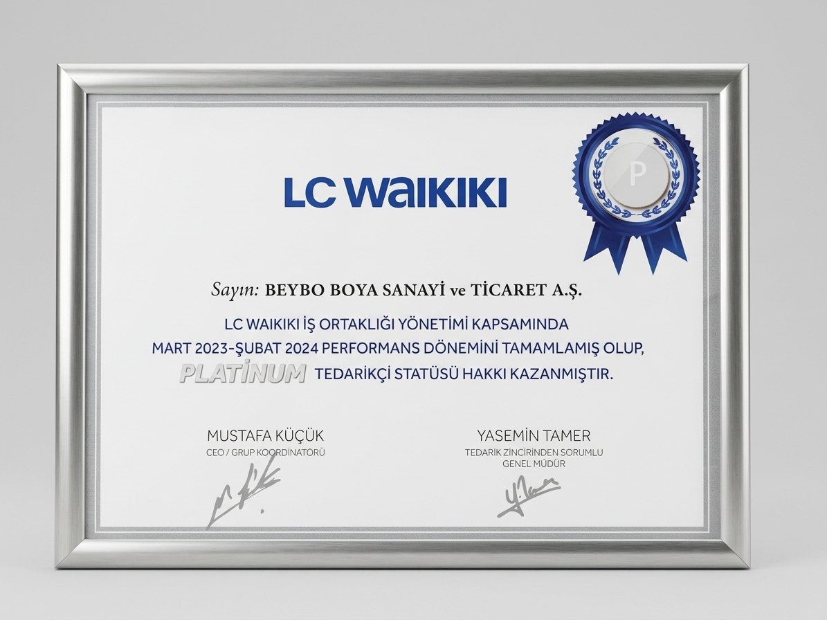 LC Waikiki Platinum Tedarikçi Belgesi 2023-2024